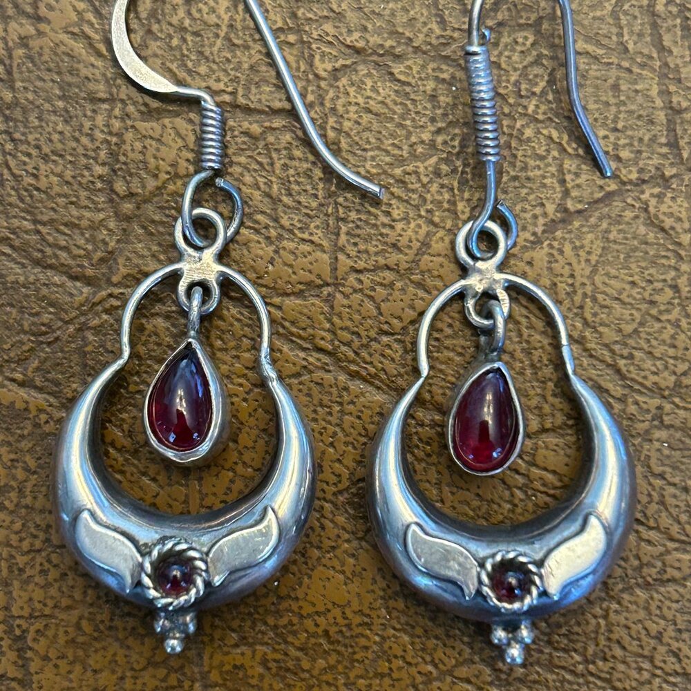 Silver and Amber Colored Earrings